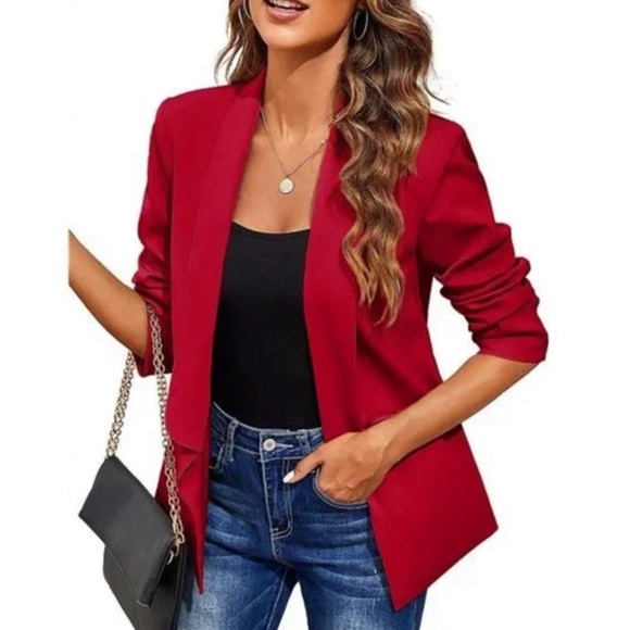 NWOT Meduim Relaxed Fit Open Red Blazer - Picture 14 of 14